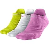 Nike Dri-fit Cushion No Show Socks 3 Pair (Small 4-6, Fuchsia/White/Purple)