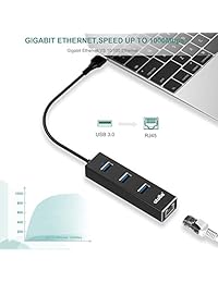 USB 3.0 Hub Ethernet con adaptador USB C, 3 puertos USB 3.0 Splitter Gigabit Ethernet Hub + USB C HUB Network RJ45 1000Mbps USB Extender
