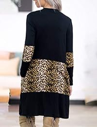 Blooming Jelly - Cárdigan de punto para mujer con bolsillos de leopardo