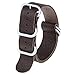 2pc 22mm Nato Ss Leather Strap Black , Brown Leather Replacement Watch Strap with silver clasp