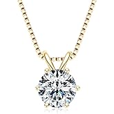 zemlite 14K White Gold over S925 Sterling Silver 1-2ct Diamond Necklace for Women, Round Cut Diamond, Jewelry Gift for Her on Mother's Day