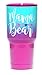 Large Mama Bear Travel Tumbler | Temperature-Regulated | Stainless Steel Insulated Metal Cup | Pink Purple Teal | Purple Lid | Women, Mom Life, Birthday, Mother's Day