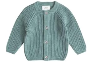 Stellou & friends 100% Cotton Chunky Ribbed Knitted Cardigan for Boys & Girls Ages 0-6 Years