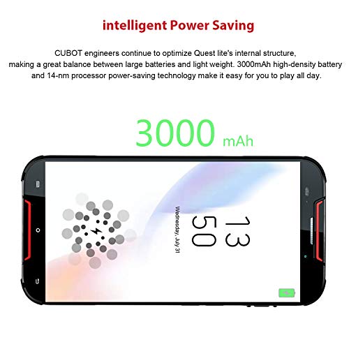 CUBOT-Quest-Lite-4G-IP68-Mvil-Todorerreno-para-Viajes-o-Deporte-Smartphone-Impermeable-Botn-Personaliado-3GB-RAM-50-Pulgadas-Android-Dual-SIM-Dual-Cmara-12Mp-3000mAh-Type-C-Negro-y-Rojo