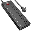 Power Strip,Wohtr Surge Protector with 6 AC Outlets & 6 USB Charging Ports,1625W/13A 2300J,6 Feet Heavy Duty Extension…