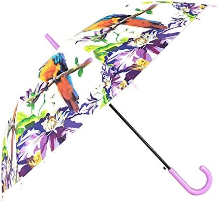 Cherry Blossom Transparent Clear Rain Sun Umbrella with Flowers Printing (Purple)