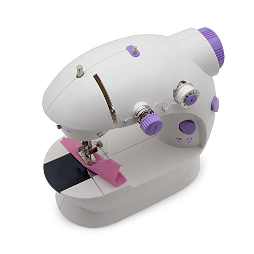 Portable Sewing, Amado Portable Sewing Double Speed Mini Sewing Machine White and Purple Design