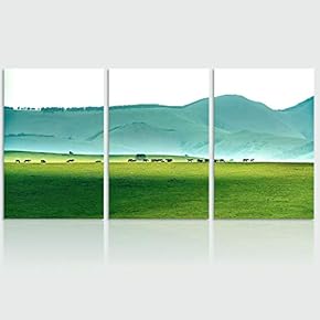signwin 3 Piece Canvas Wall Art Green Landscape...