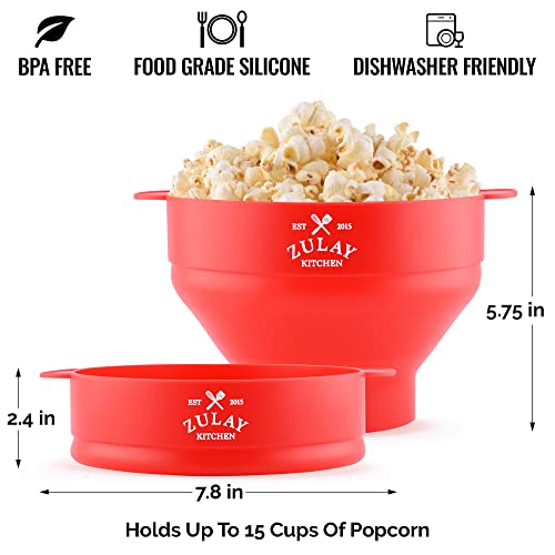 Zulay Kitchen Large Microwave Popcorn Maker BPAFree Silicone Popcorn