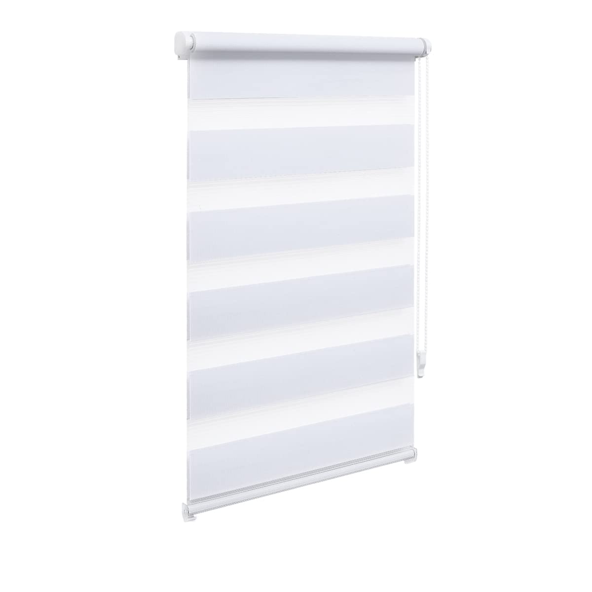 OBdeco Double roller blind, duo roller blind, Clamp-fix, no drilling, width 65 cm x height 150 cm (fabric width 61 cm), white, for windows, translucent and darkening