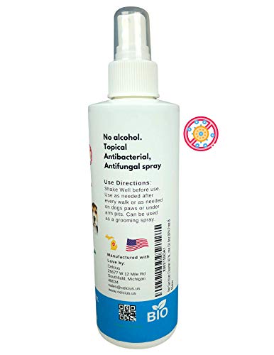 Pet Sanitizer Cleaner All Natural with Neem and Orange Oil for Paws, Dog beds. 8oz BPA Free Bottle