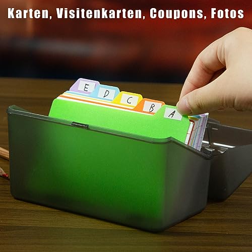 Koogel Karteikarten Box, Lernkarteibox Karteikasten für 300 Karten 12,5cm x 7,5cm (5 x 3 Zoll), Karteibox Lernbox inkl. 10 Tabs und 100 Lernkarten