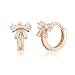 Windshow Girls 18K Gold Plated Mini Butterfly Bowknot CZ Huggies Hoop Earrings (Rose Pink)