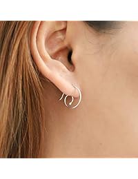 Boma Jewelry - Pendientes de aro en espiral de plata de ley
