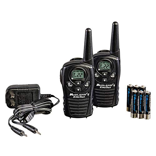 Midland - LXT118VP, 22 Channel FRS Two-Way Radio with Channel Scan - Up to 18 Mile Range Walkie Talkie, Hands-Free VOX, Water Resistant (Pair Pack) (Black)