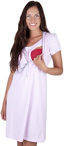 Italian Fashion 2 in 1 Maternity & nursing/breastfeeding 100% cotton nightdress Felicita 7001