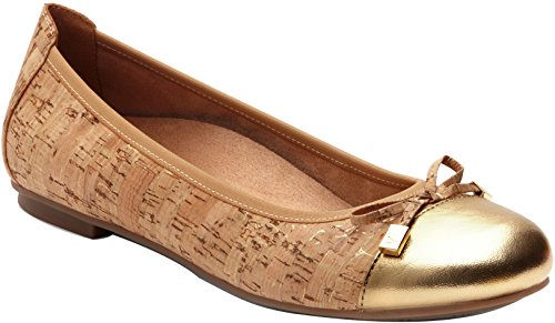Vionic women s minna ballet flats gold cork 5 m