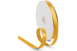 HimBen 5/8 Inch 100 Yards Polyester Satin Ribbon Yellow, Solid Color Fabric Ribbon 1 Roll for Gift Wrapping, Wedding Birthday Festival Party Decoration, Craft, Hair Bow, Sewing, Floral