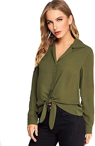 MIZAGO Knot Hem Buttoned Blouse