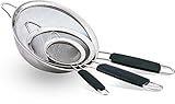 LiveFresh Mesh Strainer Stainless Set - Premium Fine Stainless Steel Fine Mesh Strainers, Colanders And Sifters Crafted For Quinoa & Amaranth With Comfortable Non Slip Handles - 3 Sizes
