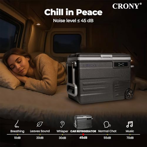 CRONY U55 12V/24DV Car Refrigerator 55L Electric Cooler Car Fridge APP Bluetooth Control -20°C to 20°C, Portable with Wheels Freezer for Camping Travel Outdoor, Dual Power Options