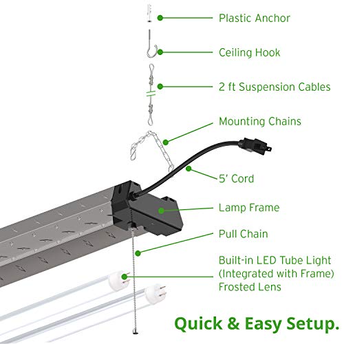 image for Sunco Lighting 4 Pack Industrial LED Shop Light, 4 FT, Linkable Integr