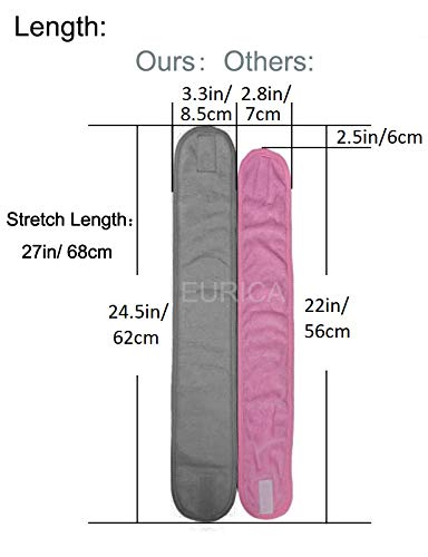 Spa Headband Hair Wrap EURICA Sweat Headband Head Wrap Hair Towel Wrap Non-slip Stretchable Washable Makeup Headband for Face Wash Facial Treatment Sport Pack of 6 Fits All Gray