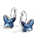 T400 Blue Purple Pink Crystal Butterfly Earrings Lever Back Birthday Gift for Women Girls primary