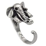 New Fashion Boho Chic Vintage Silver Brass Knuckle Adjustable Finger Elephant Animal Wrap Ring for Women jewelry stores
