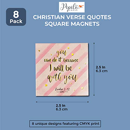 Pipilo Press Christian Verse Quotes Square Magnets (8 Pack) 8 Designs, 2.5 Inches