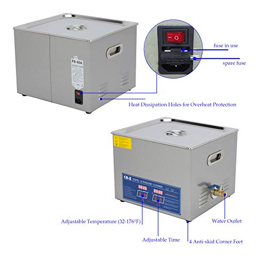 15L Ultrasonic Cleaner with Digital Timer & Heater, Professional Ultrasound Jewelry Cleaning Machine for Parts Denture Ring Watch