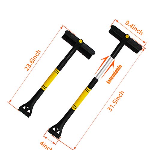 EDOU Extendable Snow Brush and Ice Scraper with Foam Grip Glove - Auto Window Windshield Snow Brush - Car Truck SUV Winter Snow Removal - Thumbnail 5