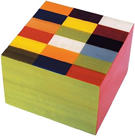 Ercolano Luxury Handmade Wooden Jewelry Boxes- Multicolor Blocks 6"L x 6"H x 4"