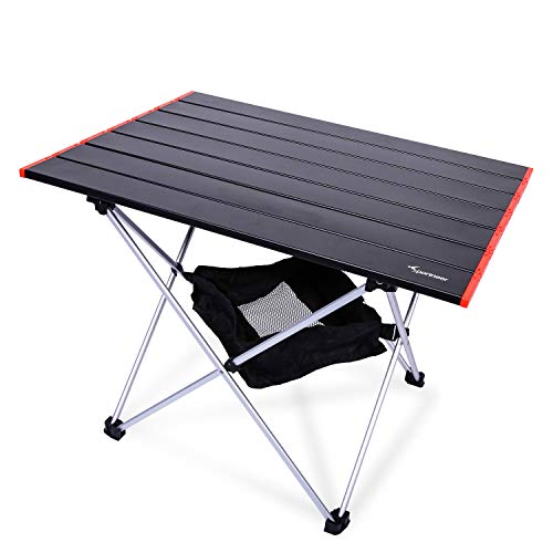 Sportneer Portable Camping Tables, Ultralight Camp Folding Side Table with Mesh Storage Bag, Aluminum Table Top Great for Camp, Picnic, Backpacks, Beach, Tailgate, Boat, M