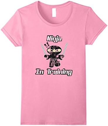 Womens Ninja In Training, Distressed Look, Two Swords Ninja T-shirt Small Pink