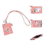 wonderful flower Id Case and Lanyard (015 Zip ID Peach)