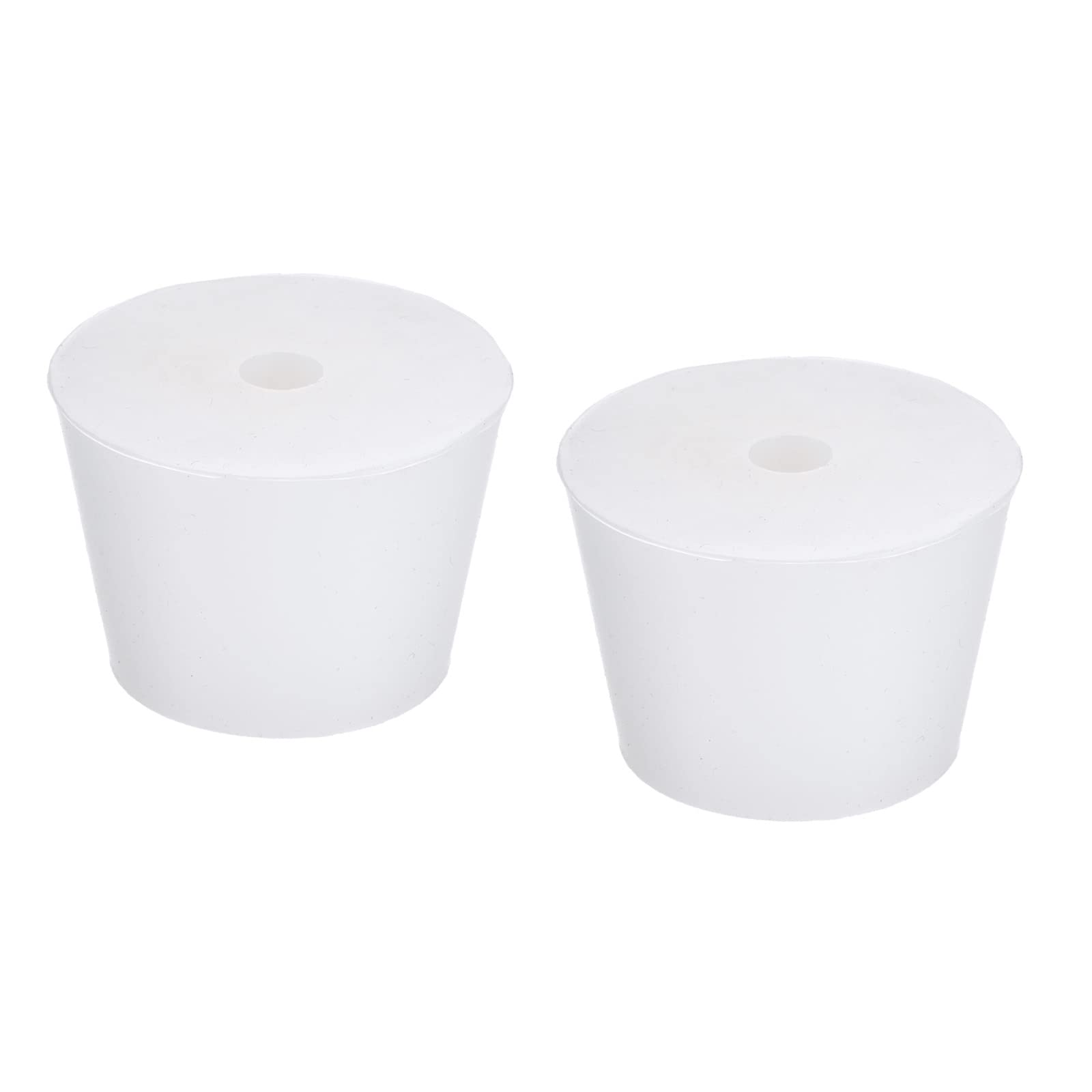 YOKIVE 2Pcs Silicone Rubber Stoppers with Hole, Tapered Plugs with High-temperature Resistance | Protect Hole, Great for Lab Industry (White, 32mm to 42mm)