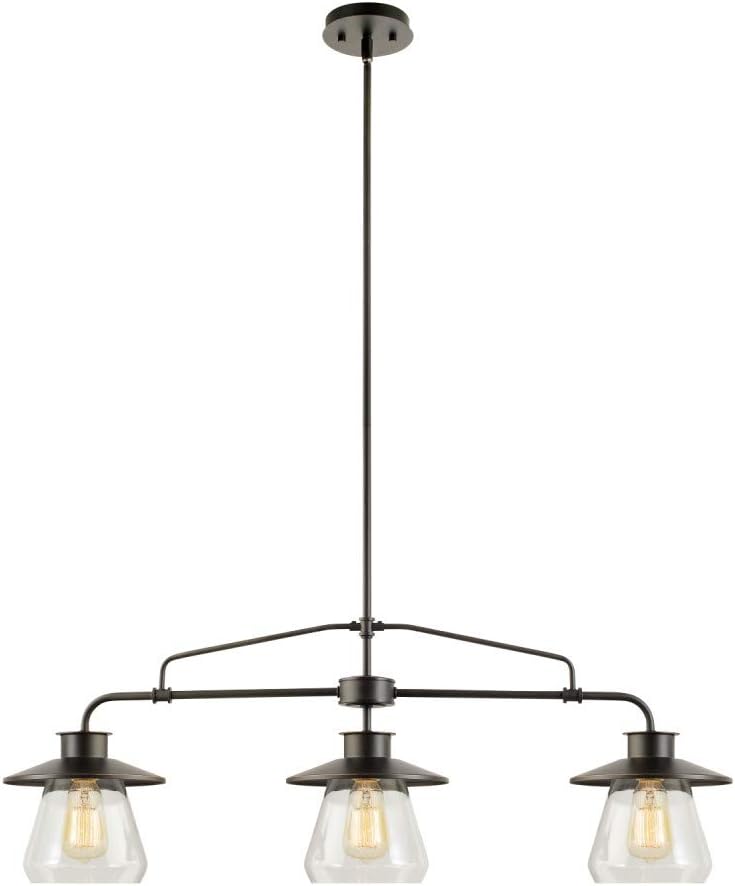 Nate 3-Light Pendant, Oil Rubbed Bronze, Clear Glass Shades, 64845 - - 