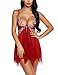 Klier Women One Piece Lace Sleepwear Halter Chemise Mini Sleep Dress