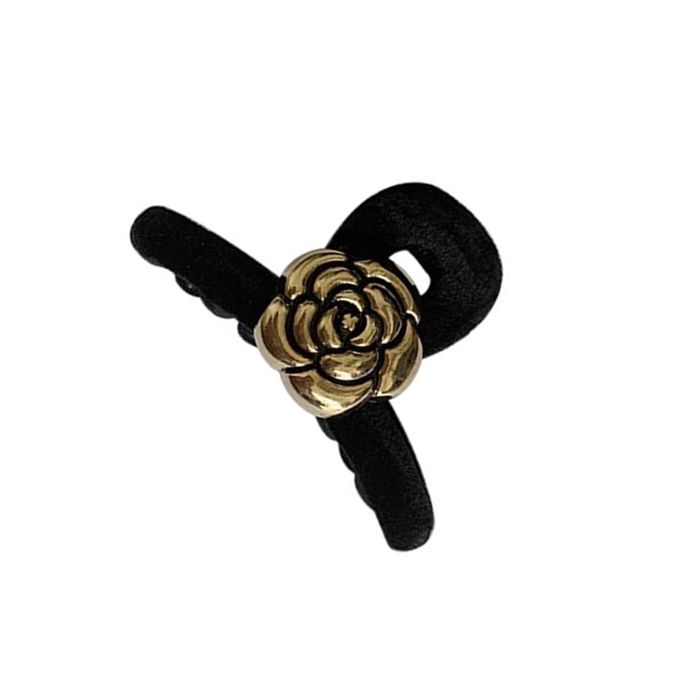 gaobaozhu Black Camellia Mini Hair Clip for Women Hairpin Elegant Side Hair Claw Clips Hairclip Girls Hair Accessories Tiny Claw Clips for Women Girls
