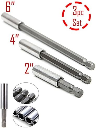 Magnetic Bit Extension Set / Socket Drill Bit Holder ¼’’ / Hex Power Tools – 3 Piece
