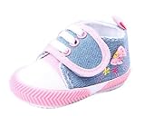 Bigood Baby Crib Butterfly Flowers Anti-Slip Shoes Walking Trainers 13cm Pink