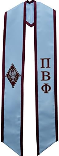 Pi Beta Phi Sorority Blue/Red Graduation Deluxe Embroidered Stole [Made in USA] - 100% Polyester Unisex Graduation Sash and Stole | 72” Long