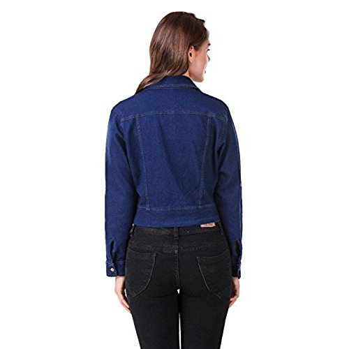 oneoeightdesigns women front button shaded denim jacket top - (blue)