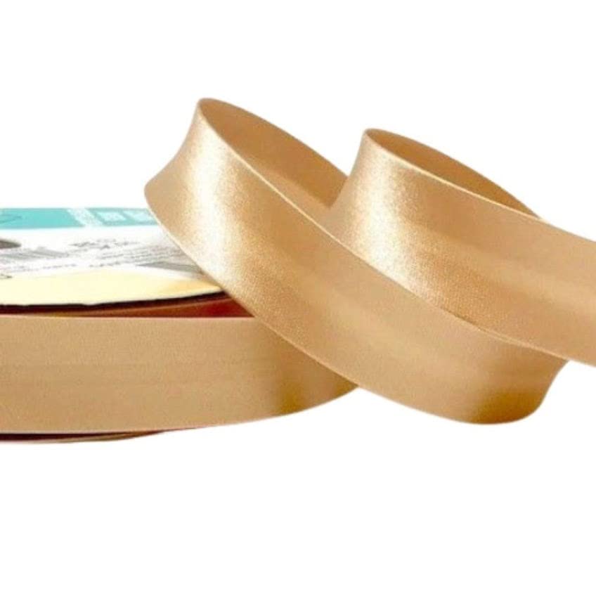 Plush Addict Single Fold Satin Bias Binding Tape for Sewing, Edging, Stitching, Hemming, Trimmings, Accessories, Outfits and Crafts - Oyster - 18mm Wide x 5 Metre