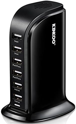 Multi Port USB Charger, Kinkoo 40W 6-Port, High Speed USB Charging Station for multiple devices, USB Wall Charger(Black)