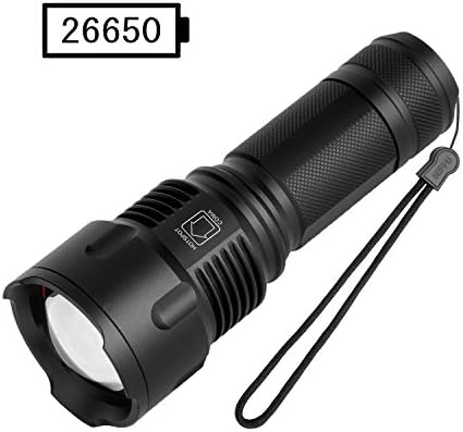 XingTY Portable Handheld Tactical Flashlights, Super Bright Emergency LED Flashlight with Rechargeable 26650 Battery, Zoomable, Adjustable Focus, 3 Light Modes Torch Light for Outdoor Camping Hiking