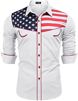 COOFANDY Men’s Casual American Flag Button Down Shirts Slim Fit Long Sleeve Shirt COOFANDY Men’s Casual American Flag Button Down Shirts Slim Fit Long Sleeve Shirt
