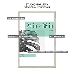MCS Studio Gallery Frame, Gray Woodgrain, 24 x 36