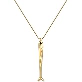 PZKQSAC Fish Necklace for Women Sardine Necklace Gold Beach Fish Pendant Necklace Dainty Waterproof Jewelry Trendy Summer Ocean Jewelry